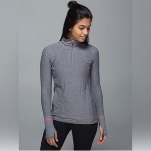 Lululemon Pace Pusher 1/2 Zip - Heathered Slate / Slate / Pink